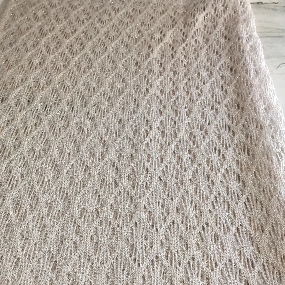 20”x94” pink shimmery lightweight blanket wrap scarf with fringe.